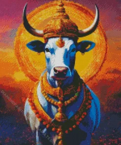 Blue Cow Animal Diamond Painting
