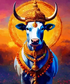 Blue Cow Animal Diamond Painting