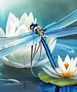 Blue Dragonfly And Lotus Diamond Painting