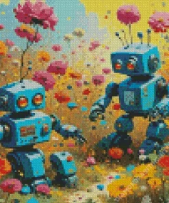 Blue Robots Diamond Painting