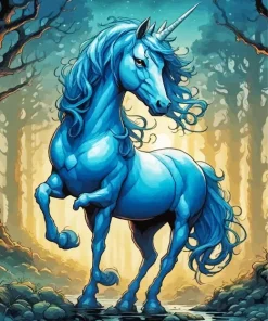 Blue Unicorn Diamond Painting