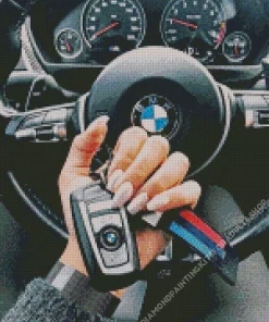BMW Steering Wheel With Hand Diamond Painting