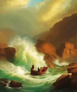 Boat In Storm Diamond Painting