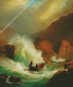 Boat In Storm Diamond Painting