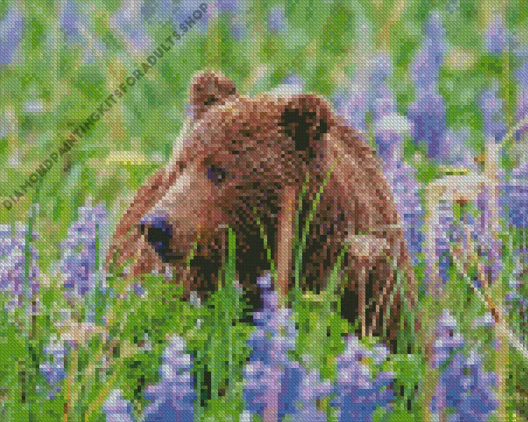 brown bear and flowers Diamond Dotz Brown Bear And Flowers Diamond Painting