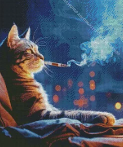Cat Smoking Cigarette Diamond Painting