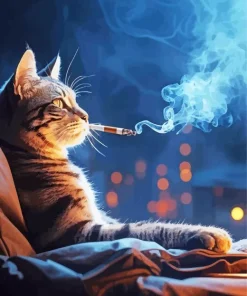 Cat Smoking Cigarette Diamond Painting