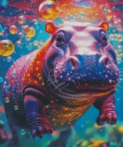 Colorful Hippopotamus Diamond Painting