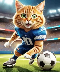 Cool Cat Playing Football Diamond Painting