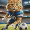 Cool Cat Playing Football Diamond Painting