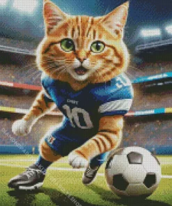 Cool Cat Playing Football Diamond Painting
