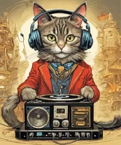 Cool DJ Cat Art Diamond Painting