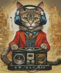 Cool DJ Cat Art Diamond Painting