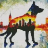 Cool Dog Silhouette Art Diamond Painting