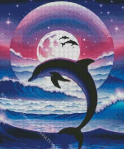 Cool Dolphin And Moon Diamond Painting
