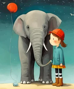 Cool Elephant And Girl Diamond Painting