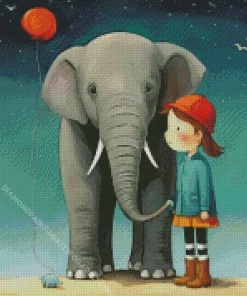 Cool Elephant And Girl Diamond Painting