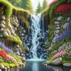 Cool Forest Waterfall Diamond Painting