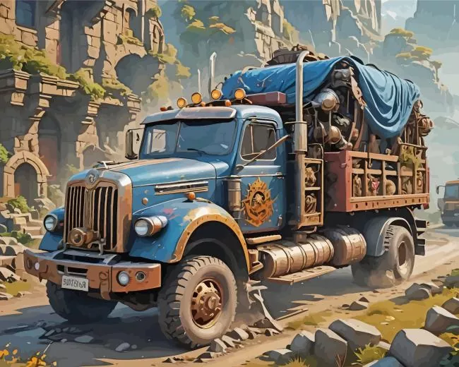 cool truck art Diamond With Numbers Cool Truck Art Diamond Painting