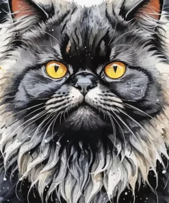 Cooll Fat Long Haired Cat Diamond Painting