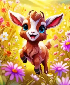 Cute Brown Goat Diamond Painting