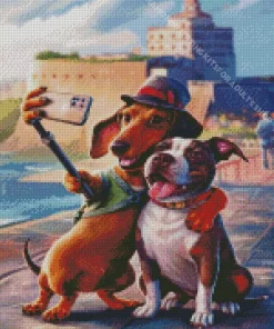 Cute Dogs Taking A Selfie Diamond Painting