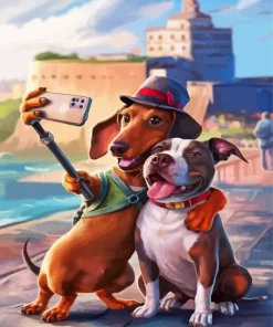 Cute Dogs Taking A Selfie Diamond Painting