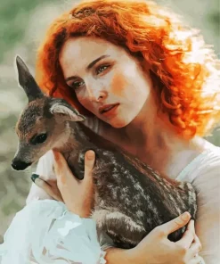 Deer And Girl Diamond Painting