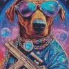 Dog And Glasses Diamond Painting