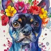 Dog Face Flowers Diamond Painting
