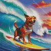 Dog On A Surfboard Diamond Painting