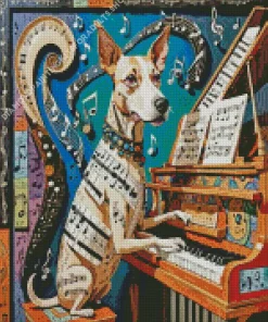 Dog Playing Piano art Diamond Painting