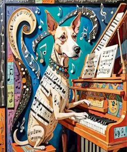 Dog Playing Piano art Diamond Painting