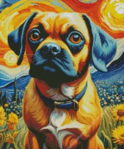 Dog Puggle Art Diamond Painting