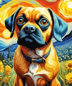 Dog Puggle Art Diamond Painting
