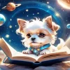 Dog Reading A Book Diamond Painting