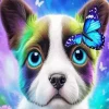 Dog With Blue Butterfly Diamond Painting