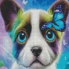 Dog With Blue Butterfly Diamond Painting