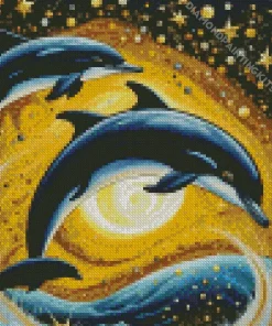 Dolphin And Moon Art Diamond Painting