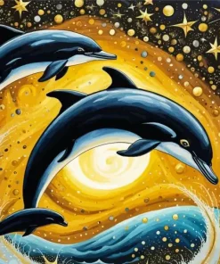Dolphin And Moon Art Diamond Painting