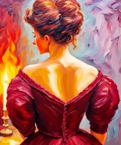 Edwardian Lady In Red Diamond Painting