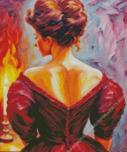 Edwardian Lady In Red Diamond Painting