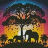 Elephants silhouette Diamond Painting