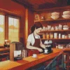 Female Barista Illustration Diamond Painting