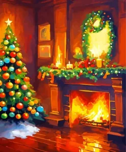 Fireplace Romantic Diamond Painting