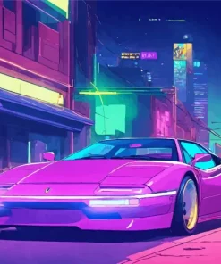 Flat Purple Car Diamond Painting