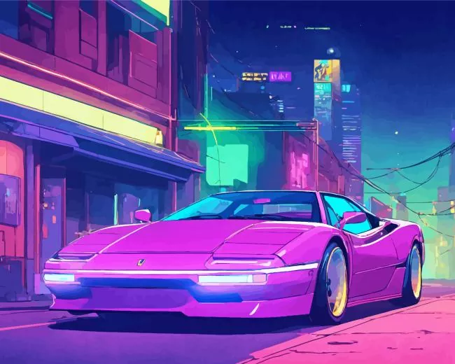 flat purple car Diamond With Numbers Flat Purple Car Diamond Painting