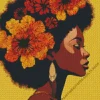 Floral Girl Afro Diamond Painting