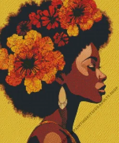 Floral Girl Afro Diamond Painting