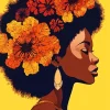 Floral Girl Afro Diamond Painting